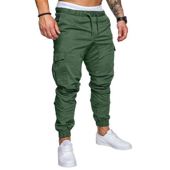 Pantalons Elastiques Décontractés pour Homme - Vert Armée L