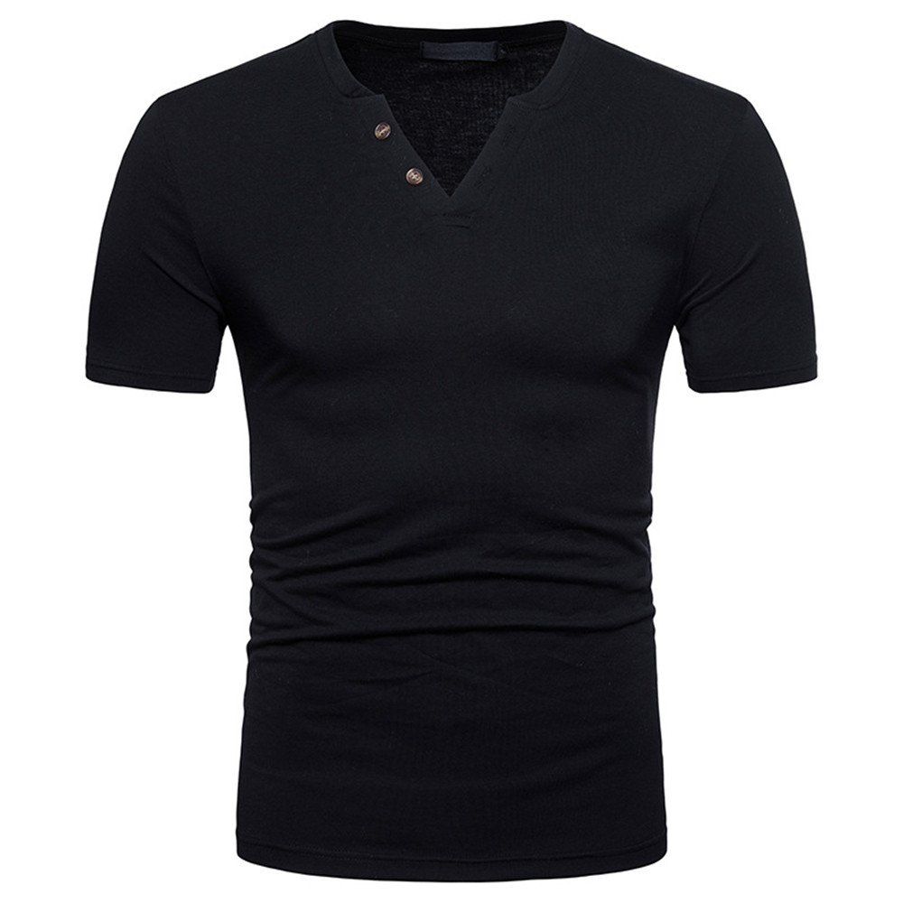 

Men V-Neck Fashion Short-Sleeved T-Shirt, Black