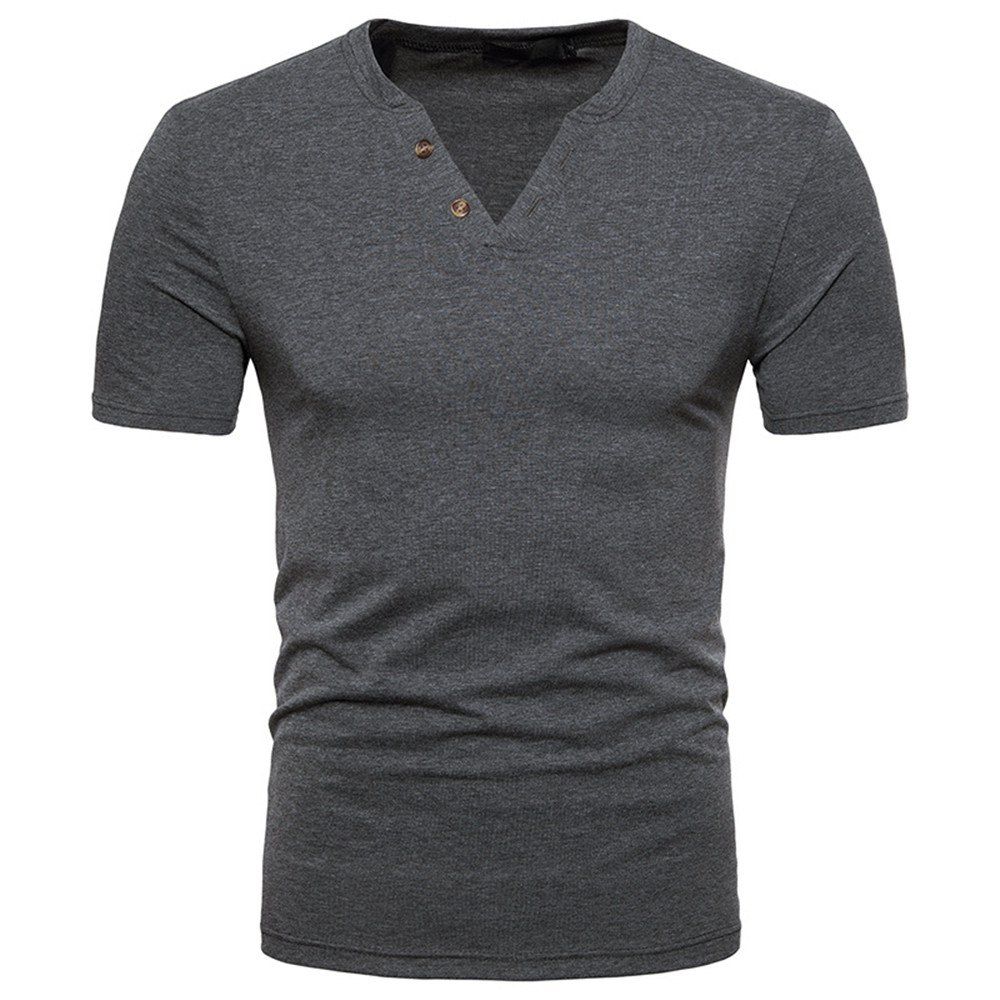 

Men V-Neck Fashion Short-Sleeved T-Shirt, Dark gray