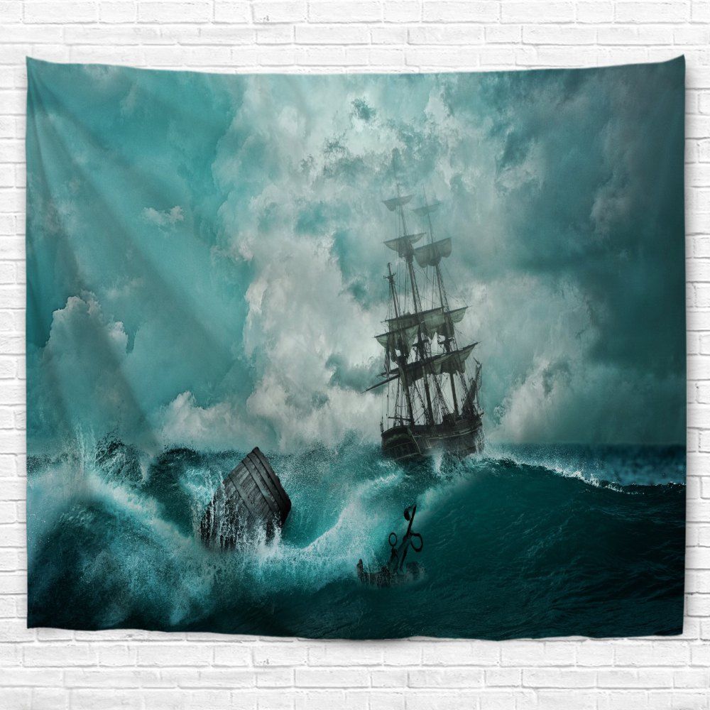 

Cyan Waves 3D Printing Home Wall Hanging Tapestry for Decoration, Multi-a