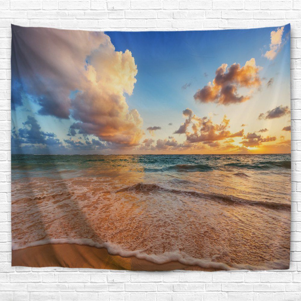 

Blue Sea Beach 3D Printing Home Wall Hanging Tapestry for Decoration, Multi-a