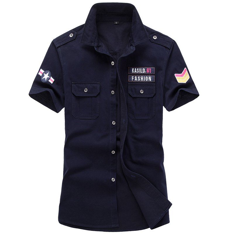 

Summer Hot Pin Men's Pocket Shirt, Blue