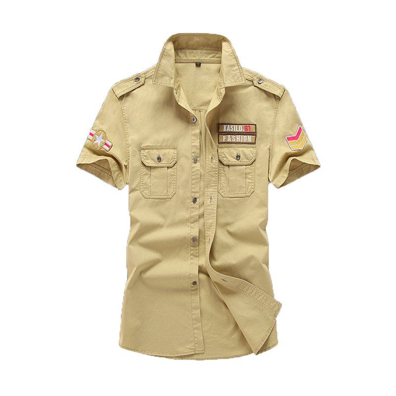 

Summer Hot Pin Men's Pocket Shirt, Dark khaki