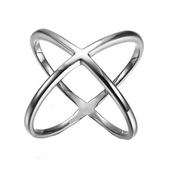 La croix de forme de X saute des anneaux de personnalité uniques d'accessoires de personnalité - Argent ONE-SIZE