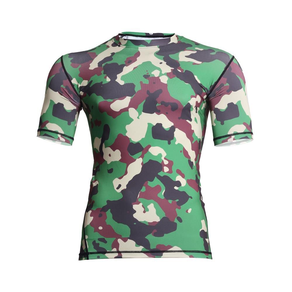 

Men's Sports Camouflage Suit Fast Dry Bullet Compression Tights T-Shirt, Green