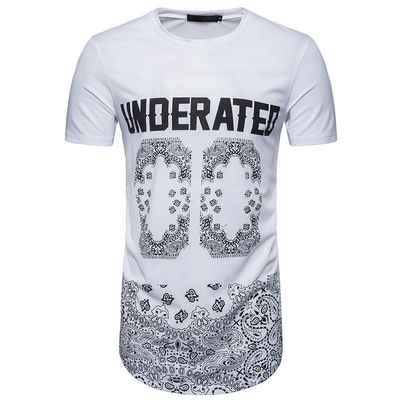 

Hip-Hop Digital Print Men's Long-Sleeved Short-Sleeved T-Shirt, White