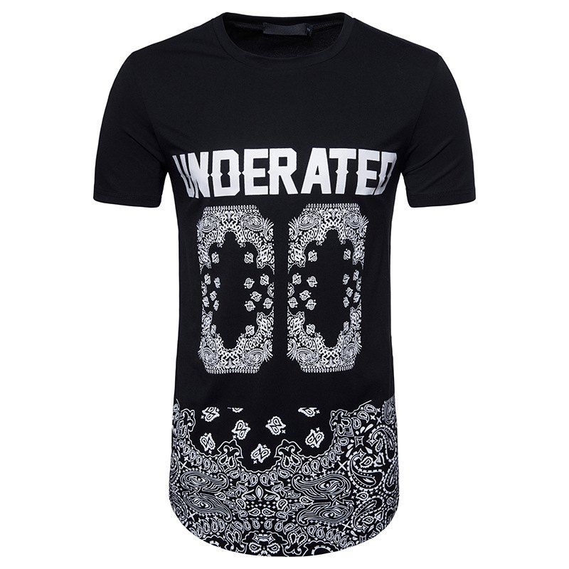 

Hip-Hop Digital Print Men's Long-Sleeved Short-Sleeved T-Shirt, Black
