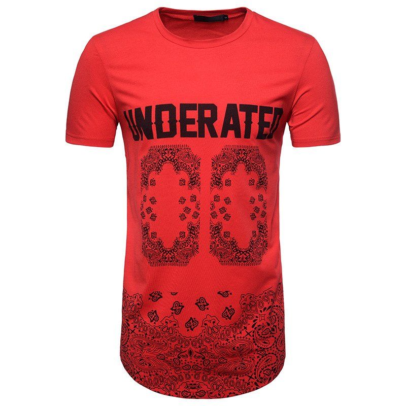 

Hip-Hop Digital Print Men's Long-Sleeved Short-Sleeved T-Shirt, Red