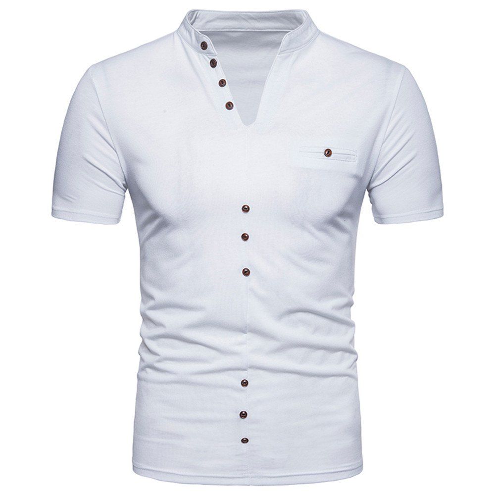 

New Men's Large Size Fold Short-Sleeved T-Shirt, White