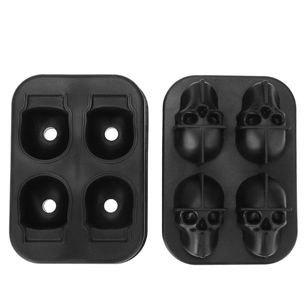 

3D Skull Silicone Ice Cube Mold Chocolate Tray with Lid for Whiskey Wine Tool, Black