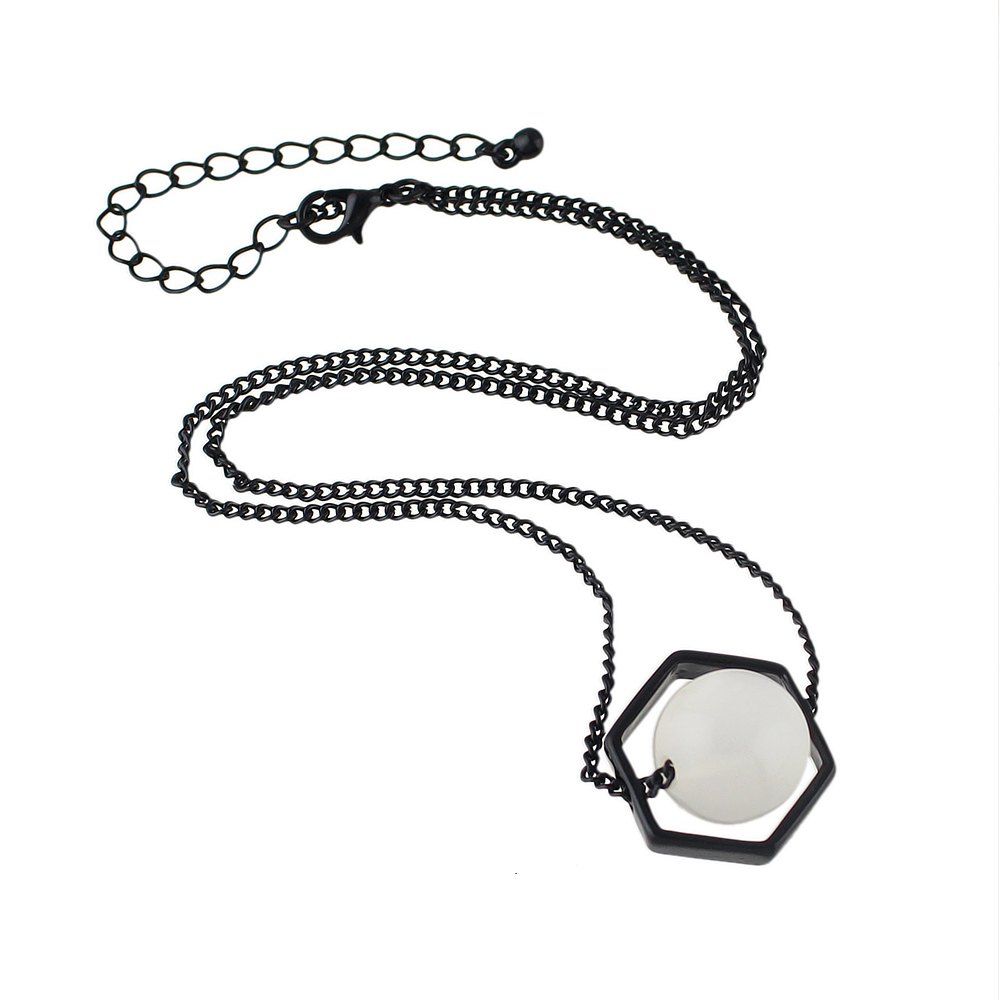 

Silver Black Chain Transparent Stone Necklace