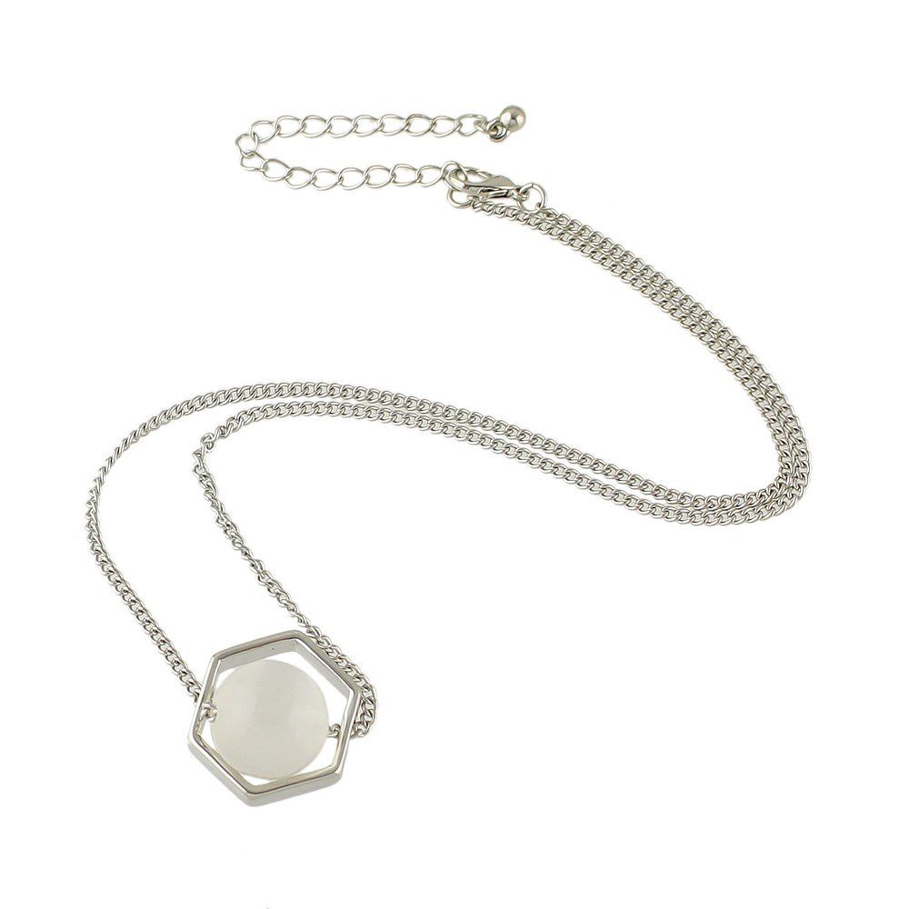 

Silver Black Chain Transparent Stone Necklace