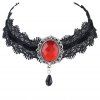 Ras du cou gothique en velours avec gros collier en cristal - Rouge Rubis 