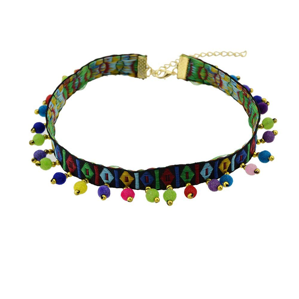 

Colorful Beads Rope Chain Chocker Necklace Women, Multi-a