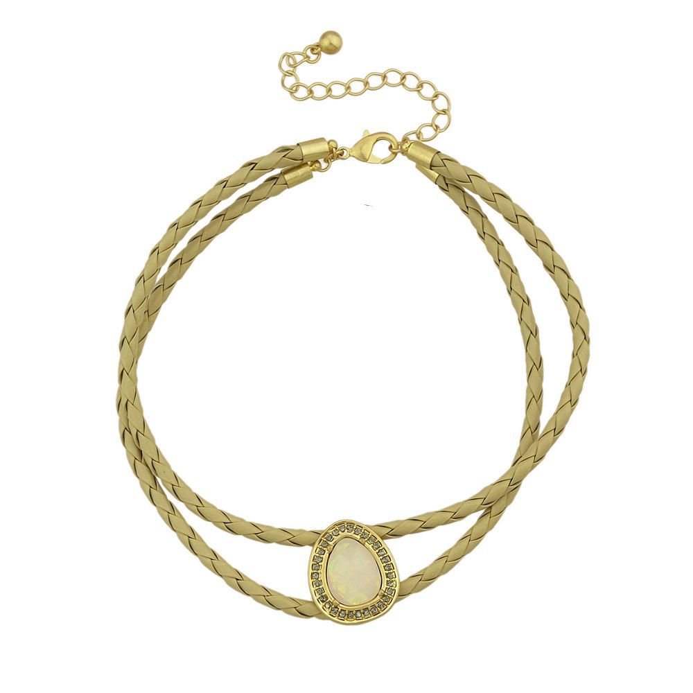 

Tattoos Choker Multi Layers PU leather Chain Necklace, Vanilla