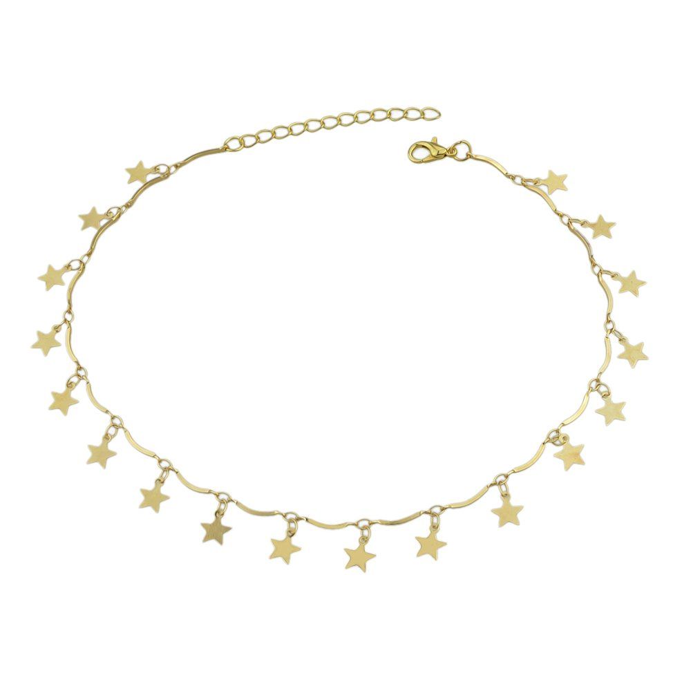 

Gold-color Chain with Star Charms Choker Necklace