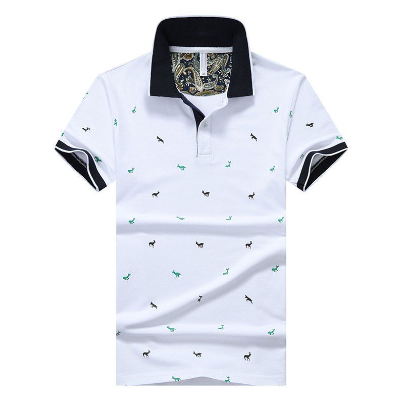 

Men Polo Shirt Printing Fashion Lapel Polo Shirt, White