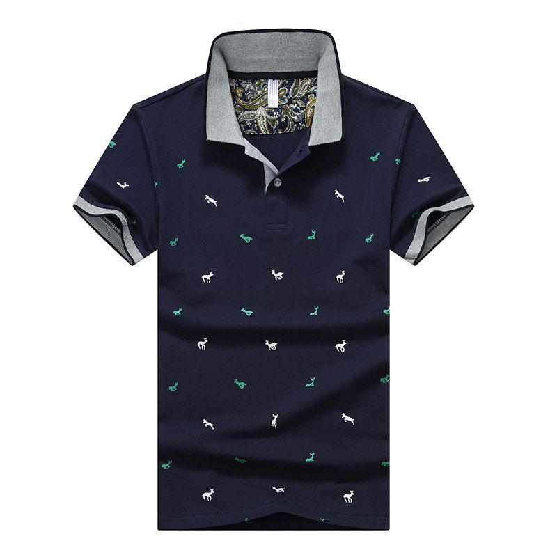 

Men Polo Shirt Printing Fashion Lapel Polo Shirt, Deep blue