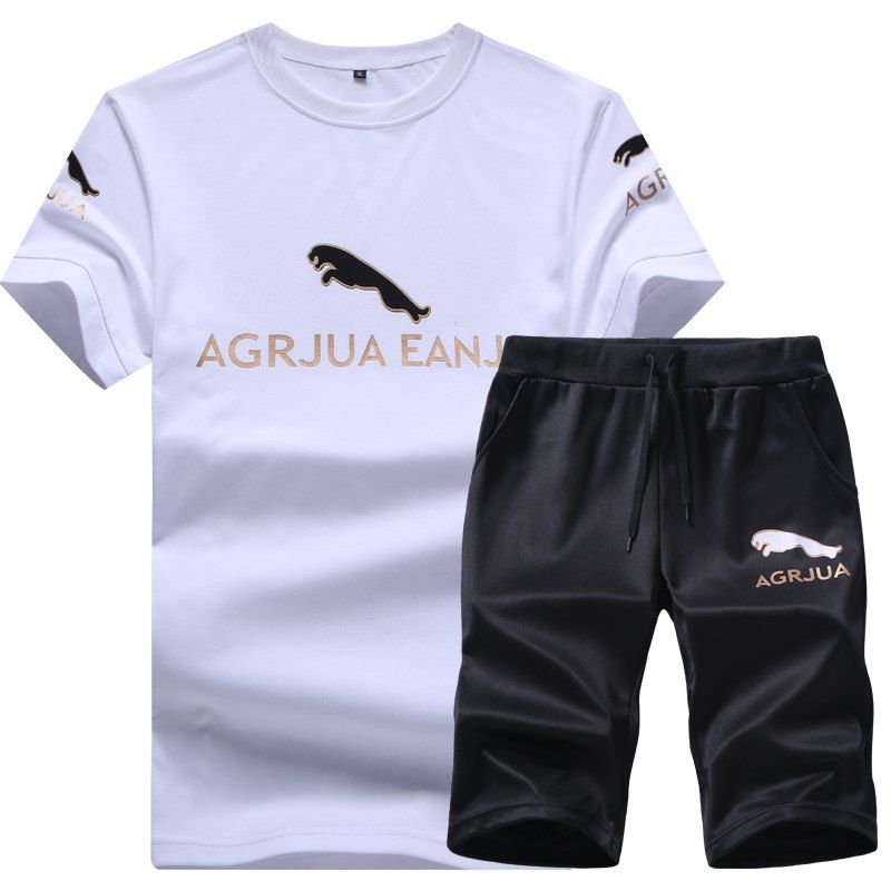 

Men Activewear Sets 2Pcs Short Sleeve Brief Style Sports Wear Sets, White