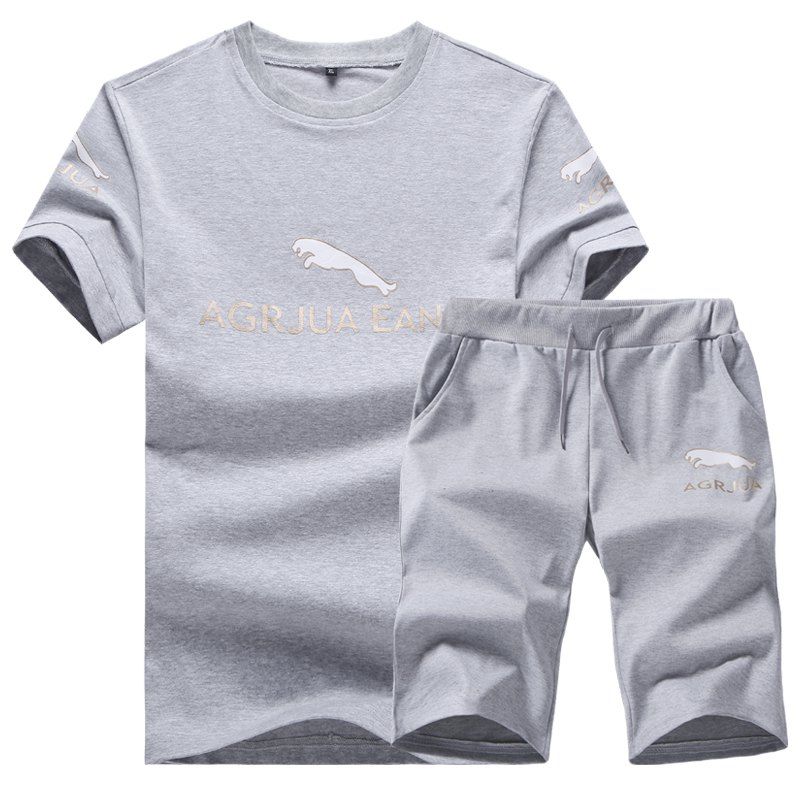 

Men Activewear Sets 2Pcs Short Sleeve Brief Style Sports Wear Sets, Gray