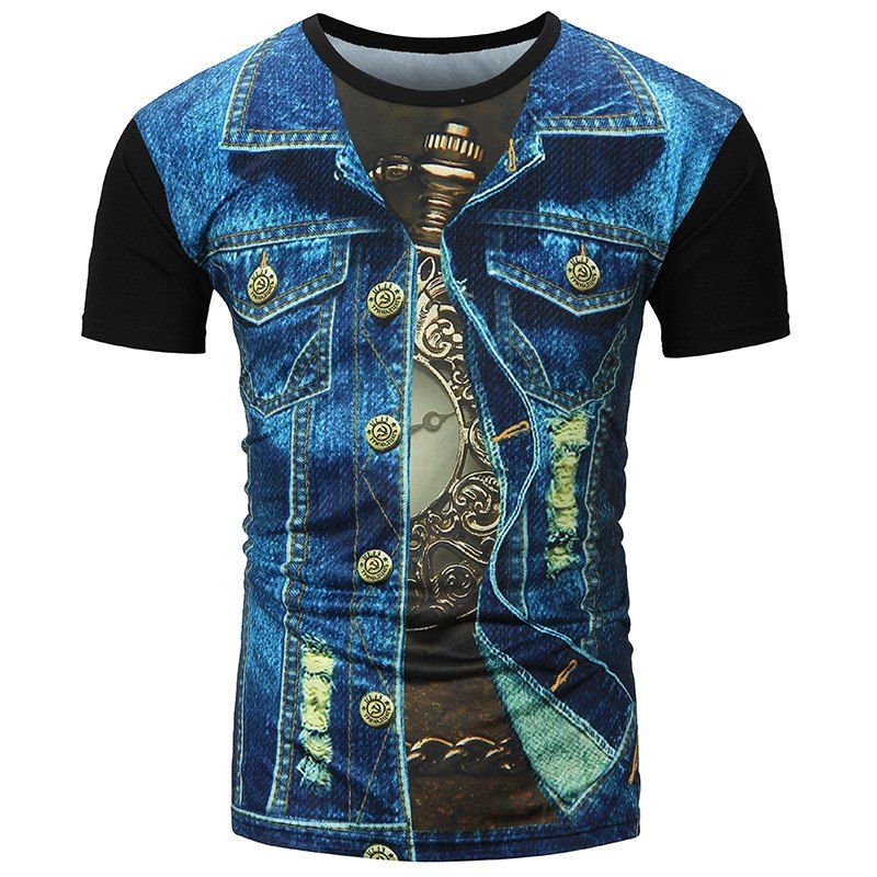 

Men 3D Printed Short-sleeved T-shirt, Multi-d