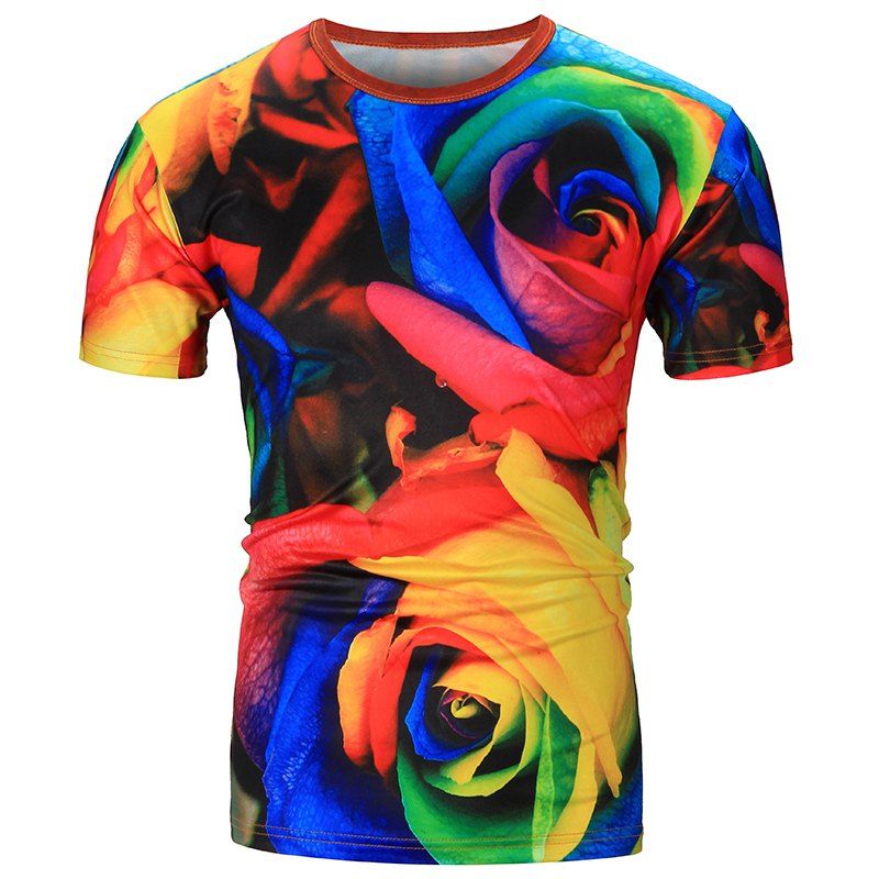 

Men 3D Printed Short-sleeved T-shirt, Multi-g