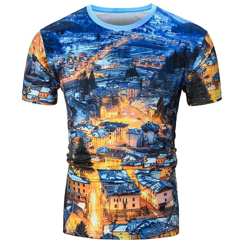 

Men 3D Printed Short-sleeved T-shirt, Multi-h