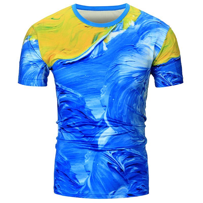 

Men 3D Printed Short-sleeved T-shirt, Multi-l