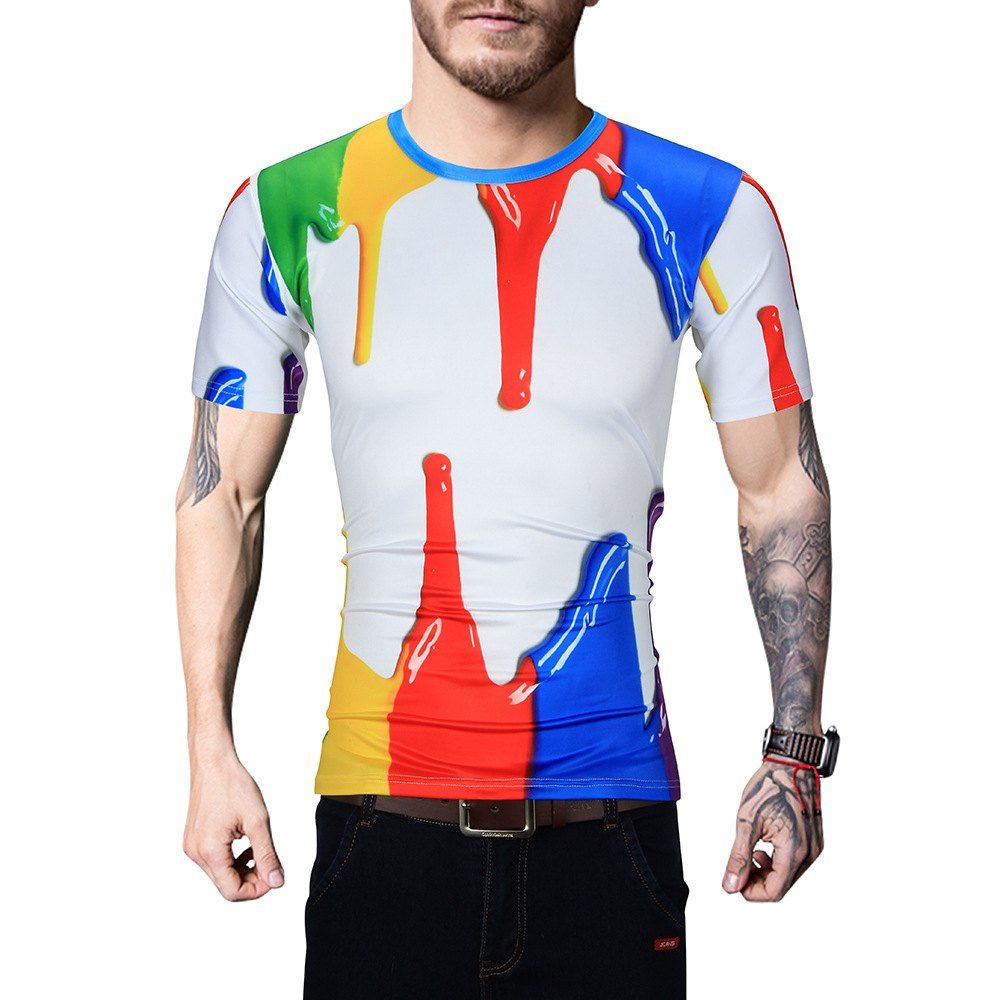 

Men 3D Printed Short-sleeved T-shirt, Multi-o