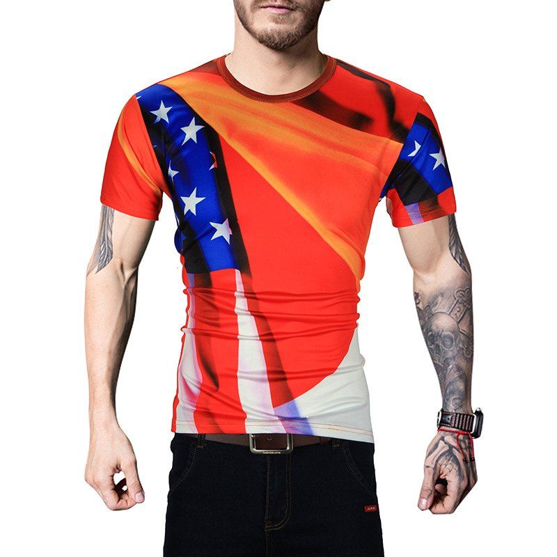 

Men 3D Printed Short-sleeved T-shirt, Multi-q