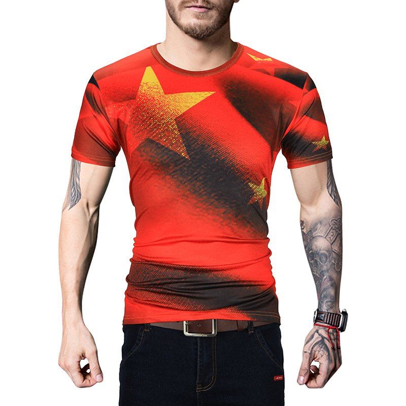

Men 3D Printed Short-sleeved T-shirt, Multi-r