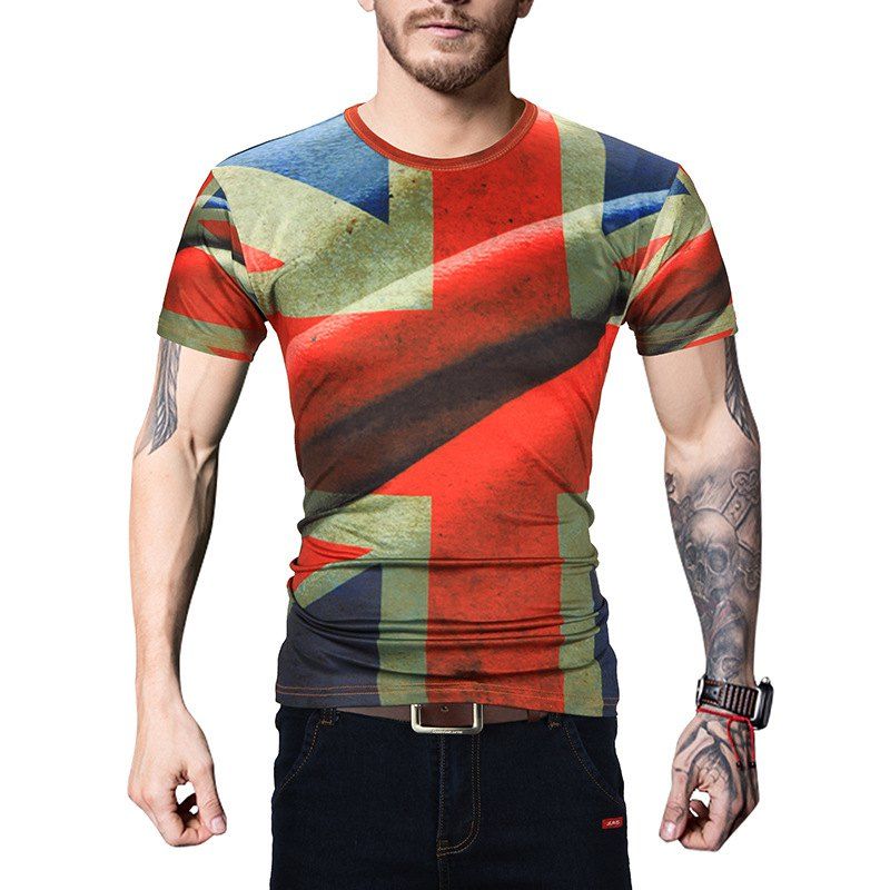 

Men 3D Printed Short-sleeved T-shirt, Multi-s