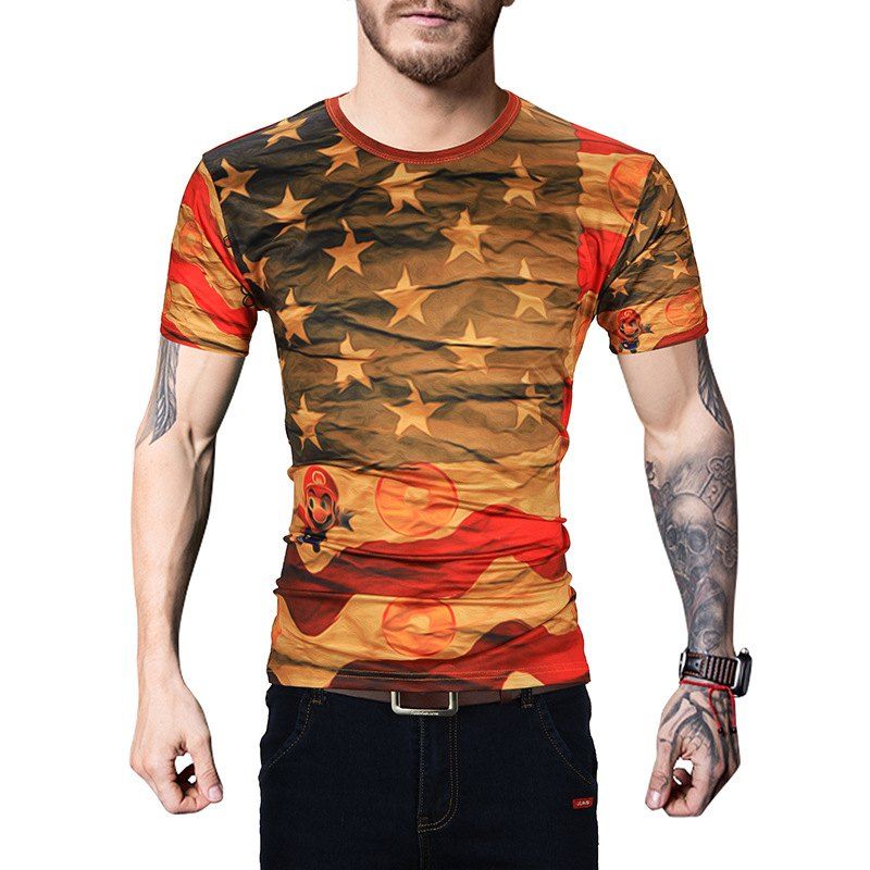

Men 3D Printed Short-sleeved T-shirt, Multi-u