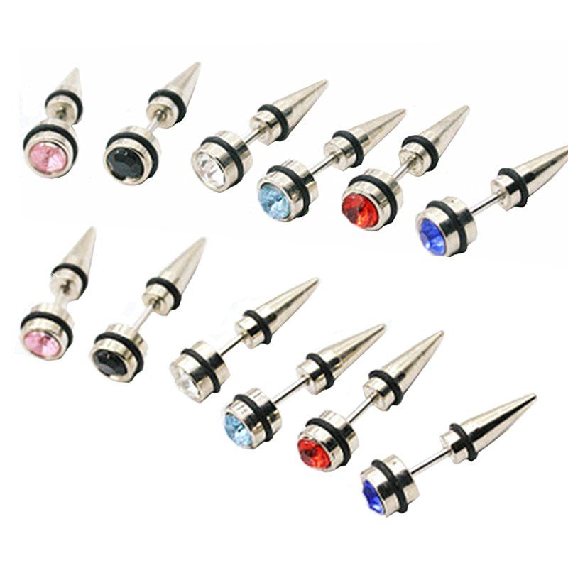 

Ear Studs Men and Women Diamond Piercing Fashion Trend Accessories 6 Pairs, Multi