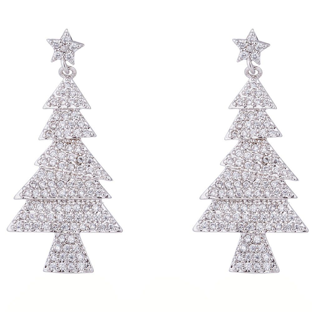 

Christmas Tree Rhinestone Earrings, Silver