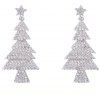 Boucles d'oreilles strass arbre de Noël - Argent 