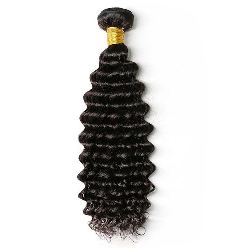 

Natural Black Deep Wave Brazilian Virgin Human Hair Weave Extensions Bundles
