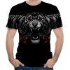 T-shirt à manches courtes de la nouvelle mode trois léopard 3D impression hommes - Noir M