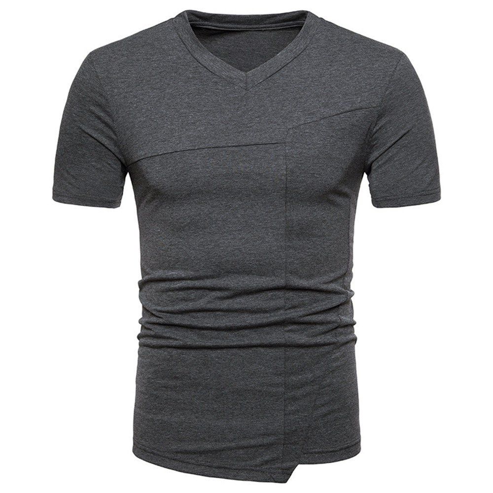 

New Fashion Ouma Men's Stitching Short-Sleeved T-Shirt, Dark gray
