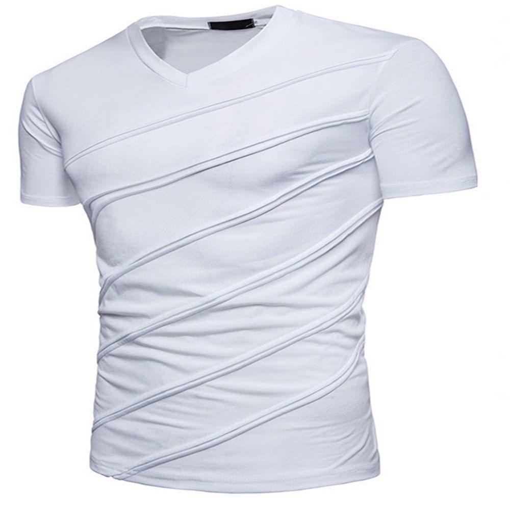 

New Men's Pleated Short-Sleeved T-Shirt, White