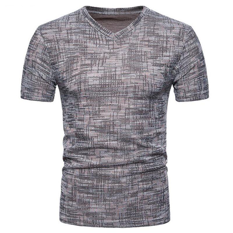 

Men's Casual Pure Color Slim Fit Short Sleeve Cotton T-shirts, Coffee