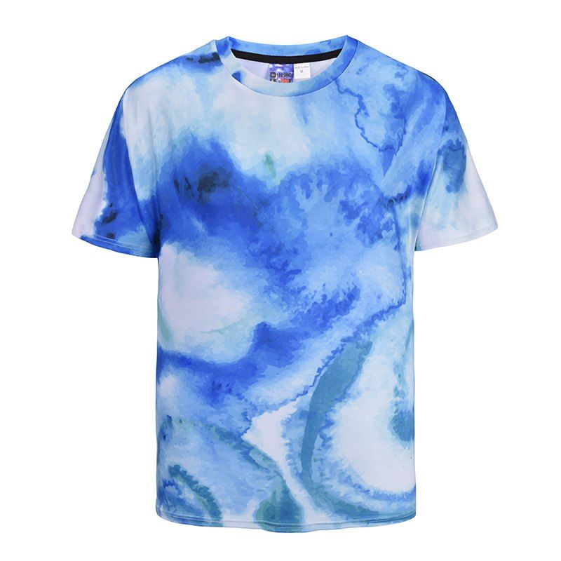 

Men's Casual 3D Print Watercolor Short Sleeves T-shirt, Sky blue