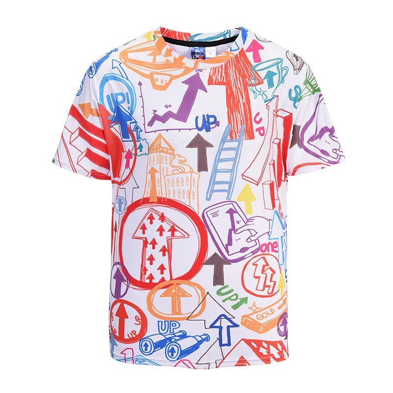 

Men's Casual 3D Print Hand Painted Short Sleeves T-shirt, White
