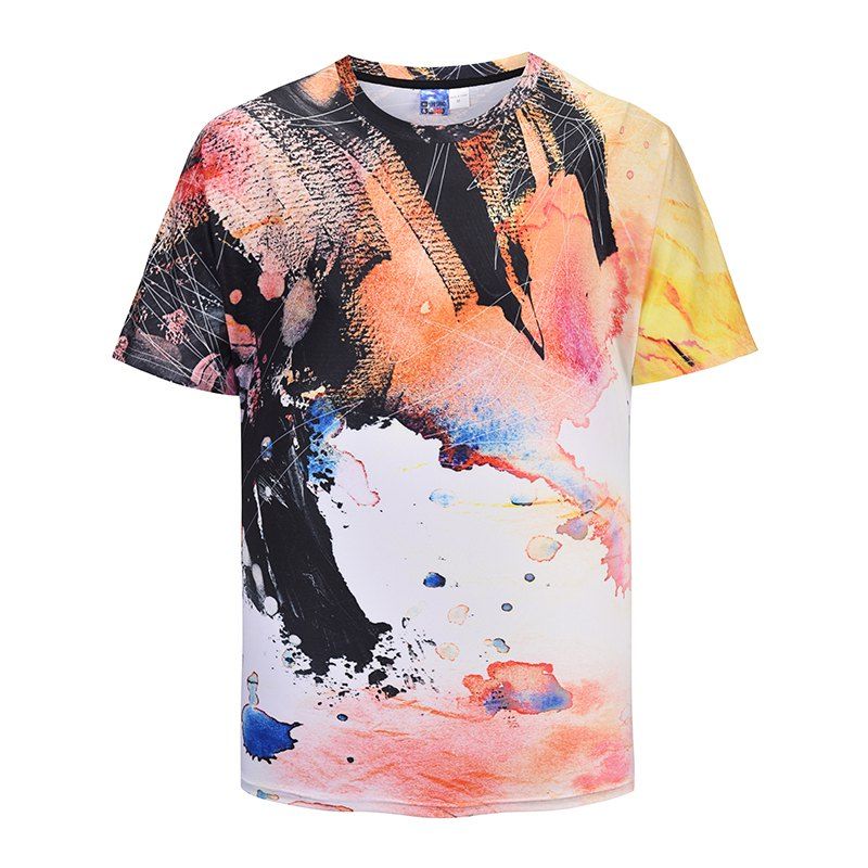 

Men's Casual 3D Graffiti Print Short Sleeves T-shirt, Black