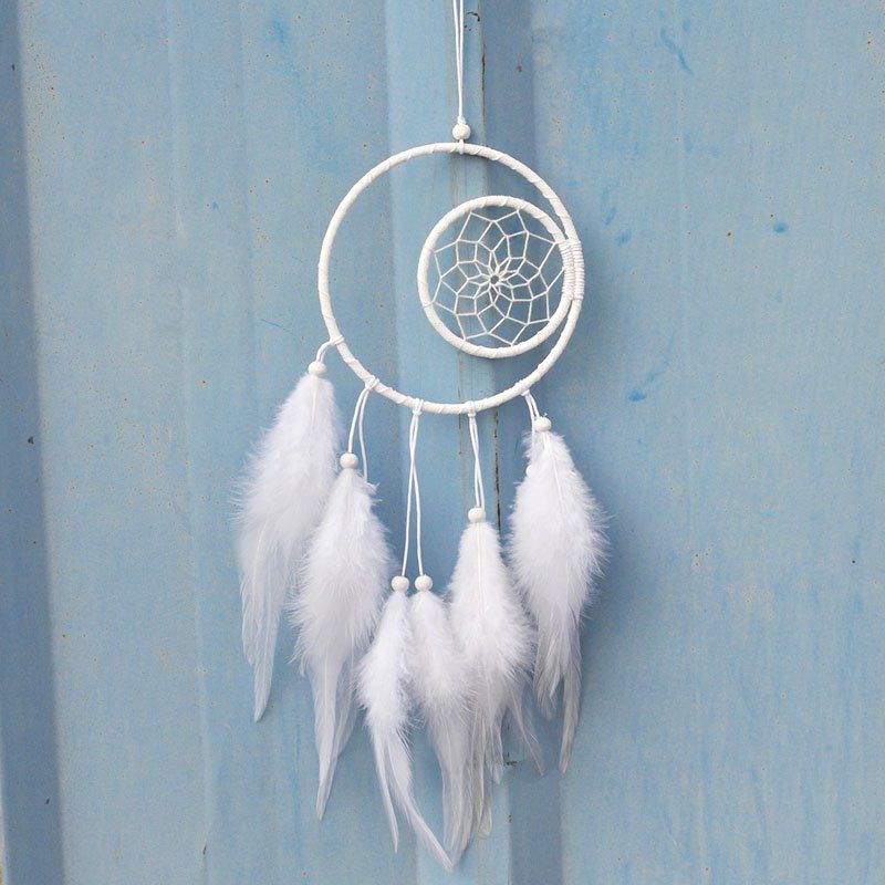 

Creative White Double Feathered Dreamcatcher Hanging Decorations