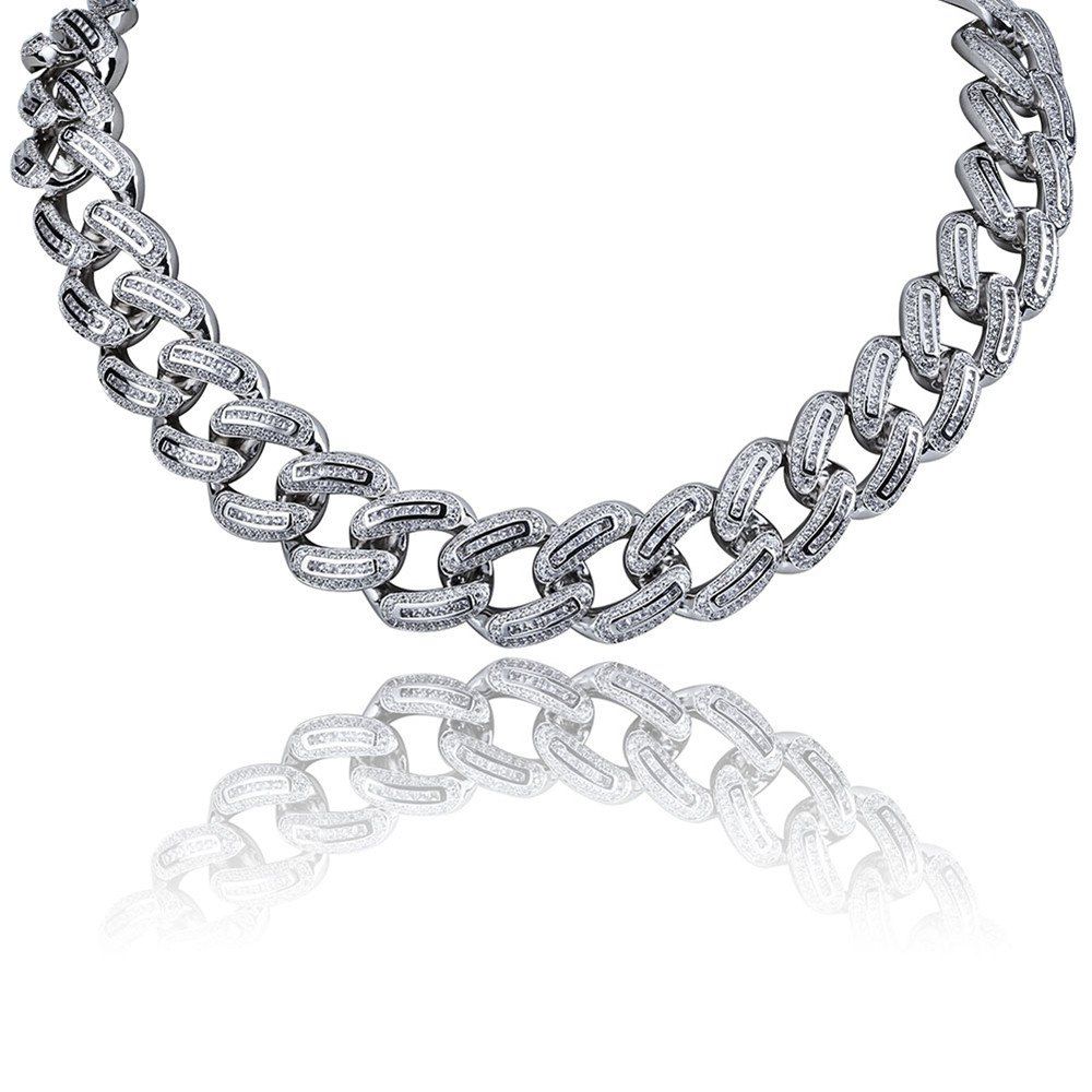 

18K Gold Plated Micro Paved CZ Stone Cuban Chain Necklace, White