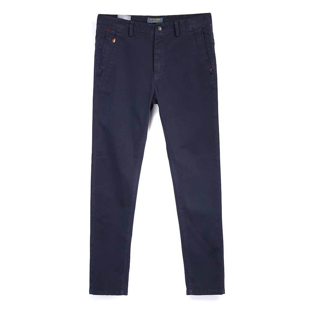 

Man Fashion Pure Color Straight Tube Casual Pants, Deep blue