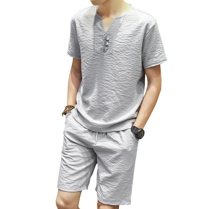 

Summer Short Sleeved Shorts Leisure Sports Suit, Light gray