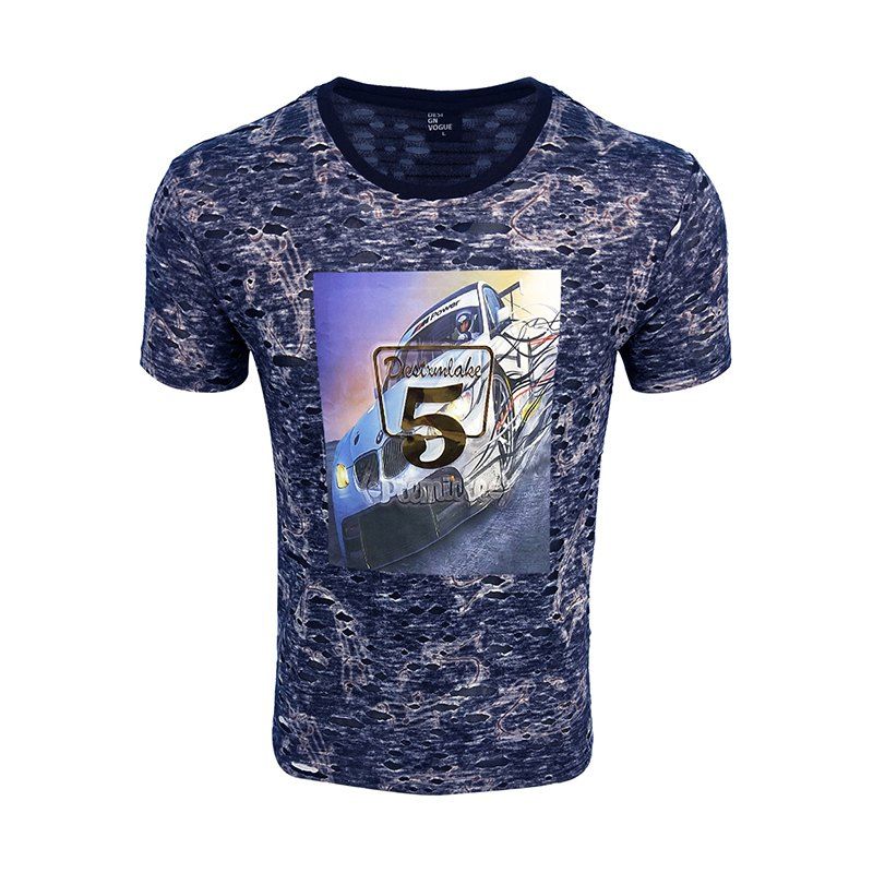 

Men's Short-sleeved Round Neck Casual T-shirt, Deep blue