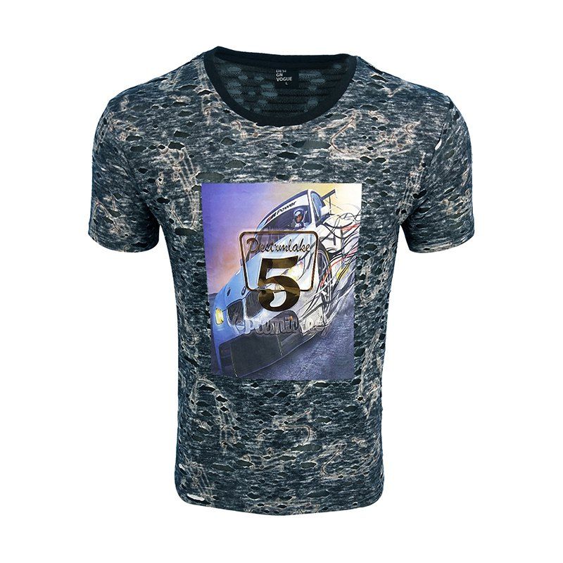 

Men's Short-sleeved Round Neck Casual T-shirt, Beetle green